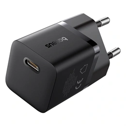 Baseus GaN5 Mini hálózati gyorstöltő (25W, 1× USB Type-C aljzat, GaN, 100W USB Type-C kábel 1 m, fekete)