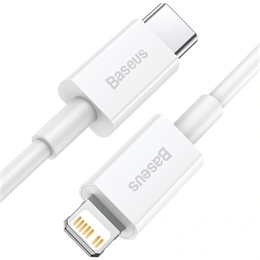 Baseus Superior USB Type-C – Lightning adatkábel (20 W, PD 2.0, 480 Mbps, 1 m, fehér)