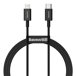 Baseus Superior gyorstöltős adatkábel (USB Type-C - Lightning, 1 m, 20 W, PD 2.0, 480 Mbps, fekete)