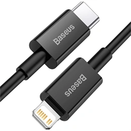 Baseus Superior gyorstöltős adatkábel (USB Type-C - Lightning, 1 m, 20 W, PD 2.0, 480 Mbps, fekete)