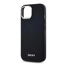 CG Mobile DKNY Plain Silver Logo szilikon telefonvédő (ütésállóság, műanyag hátlap, MagSafe, fekete)