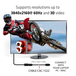 Club3D USB Type-C Gen 2 aktív kábel 1 m (fekete, USB-C - USB-C, 10Gbps, 4K60Hz, PD 100W)