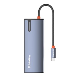 ColorWay CW-HUB01 USB-C 5 az 1-ben dokkoló (HDMI 4K 30Hz, USB-C PD 100W, 3x USB A 3.0, sötétszürke)