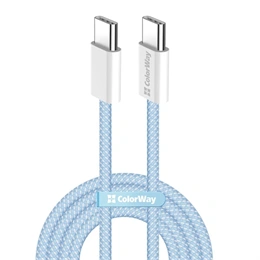 Colorway USB-C adat- és töltőkábel (C dugó / C dugó, PD 60W, 1 m, fonott nejlon, kék)
