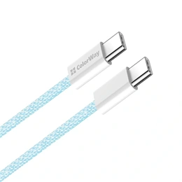 Colorway USB-C adat- és töltőkábel (C dugó / C dugó, PD 60W, 1 m, fonott nejlon, kék)