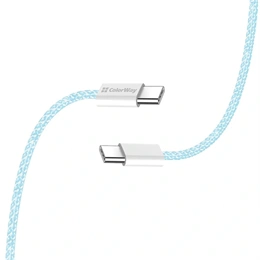 Colorway USB-C adat- és töltőkábel (C dugó / C dugó, PD 60W, 1 m, fonott nejlon, kék)