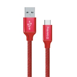 Colorway USB kábel (USB dugó / C dugó, 2,1 A, 1 m, piros)