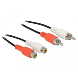 Delock 2 db RCA audió hosszabbító kábel (dugó-aljzat, 5 m, fekete)