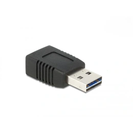 Delock Easy USB-A adapter (USB-A M->F, USB 2.0, fekete)