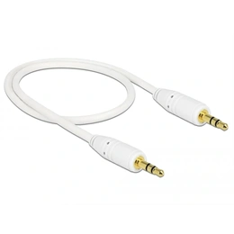 Delock Jack stereo 3,5 mm M/M audio kábel (0,5 m, fehér, aranyozott csatlakozó)
