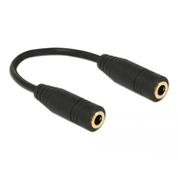 Delock Jack sztereó adapter kábel (3,5 mm jack 4 érintkezős F/F, 13 cm, aranyozott csatlakozó, fekete)