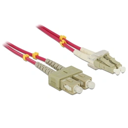 Delock LC Duplex - SC Duplex M/M adatkábel (2 m, piros, Multimode OM4)