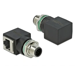 Delock M12 8 tűs A-kód -> RJ45 adapter (CAT6A UTP, M/F, IP67, fekete)