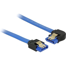 Delock SATA 3 F/F adatkábel (0,7 m, kék, egyenes és 90° bal csatlakozó, 6 Gb/s)