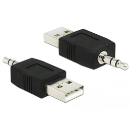 Delock USB-A 2.0 -> 3.5mm jack sztereó adapter kábel (3.5mm jack 3pin, USB-A 2.0 M/M, iPod kompatibilis, fekete)