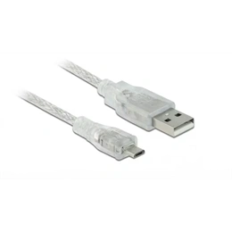 Delock USB-A 2.0 - micro USB-B 2.0 adatkábel (3 m, átlátszó)