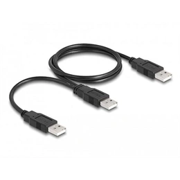 Delock USB-A 2.0 Y adatkábel (2x USB-A 2.0 M, 0,7 m, fekete)