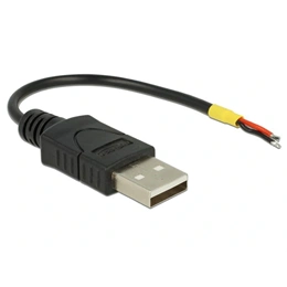 Delock USB-A 2.0 tápkábel (1 x USB-A 2.0 dugó - 2 nyitott vezeték, VCC, GND, 10 cm, fekete)