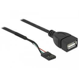 Delock USB-A pinheader 4 pin -> USB-A 2.0 F/F adatkábel (0,6 m, fekete)