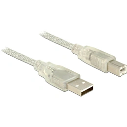 Delock USB adatkábel (USB-A 2.0 - USB-B 2.0, 3 m, átlátszó)