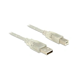 Delock USB adatkábel (USB-A 2.0 - USB-B 2.0, M/M, 1 m, átlátszó)