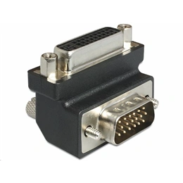 Delock VGA - DVI-I adapter (M/F, 90°, fekete)