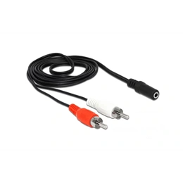 Delock audió kábel (2× RCA, 3,5 mm jack, M/F, 1,4 m, fekete)