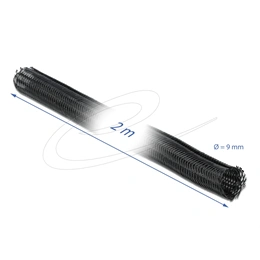 Delock fonott kábelharisnya (önzáródó, 2 m x 9 mm, újrahasználható, vágható, fekete)