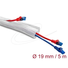 Delock fonott kábelharisnya tépőzárral (5 m x 19 mm, fehér)