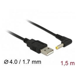 Delock tápkábel USB A > DC 4,0 x 1,7 mm 1,5 m (USB A dugó / DC 4,0 x 1,7 mm dugó, 90°)