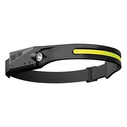 Denver SSH-50 fejlámpa (COB 300lm, oldalsó XPE LED, hullámérzékelő, 1200mAh akkumulátor, 2,5-6 óra, IPX4)