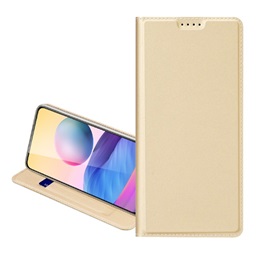 Dux Ducis Skin Pro flip tok (bőrhatású, oldalra nyíló, kártyazseb, asztali tartó, arany)
