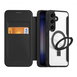 Dux Ducis Skin X Pro tok (álló, bőr hatású, oldalra nyíló, RFID, kitámasztó, magsafe, fekete)