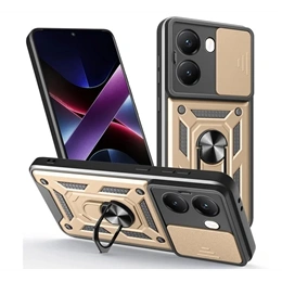 Gigapack Defender szilikon telefonvédő (ütésállóság, tartógyűrű, kameravédő, mágneses tartó, arany)