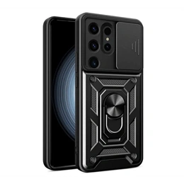 Gigapack Defender szilikon telefonvédő (ütésállóság, tartógyűrű, kameravédő, mágneses tartó, fekete)