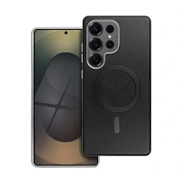 Gigapack szilikon telefonvédő (bőr hatású hátlap, karcolásmentesítő belső, fém kameravédő, mágneses, prémium, fekete)