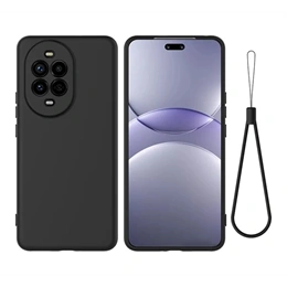 Gigapack szilikon telefonvédő (matt, mikrofiber plüss belső, karcmentesítő, prémium, kézpánt, fekete)