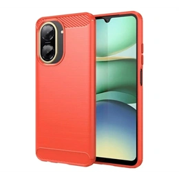 Gigapack szilikon telefonvédő (ütésálló, légpárnás sarok, szálcsiszolt, karbon minta, piros)