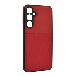 Gigapack szilikon telefonvédő (ütésálló, mágneses, bőrhatású hátlap, csíkos, piros)