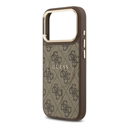 Guess 4G Classic Logo szilikon telefonvédő (ütésállóság, bőr hatású hátlap, sötétbarna)