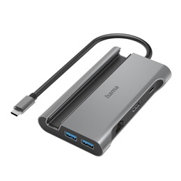 HAMA 00200143 USB hub (3x USB 3.1, 2x USB-C, HDMI 4K, Gigabit LAN, PD, alumínium ház)