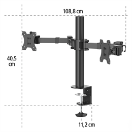 Hama 118494 dupla monitorkar (full motion, 2x 13-35", VESA 75x75, 100x100, max 15 kg/kar, fekete)