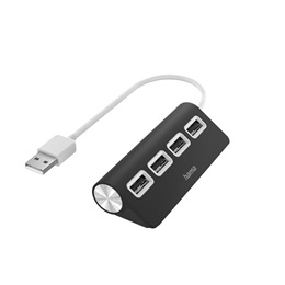 Hama 200119 USB hub (4xUSB-A, USB 2.0, buszról táplált, fekete)