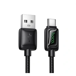 Hoco U146 adatkábel (USB - type-c, 3A, PD gyorstöltő, LED kijelző, 120cm, fekete)