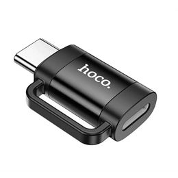 Hoco UA31E adapter (lightning - type-c, adatátvitel, töltés, OTG, prémium, fekete)