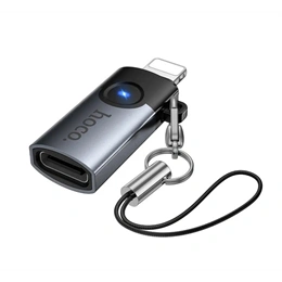 Hoco UA46A adapter (lightning - type-c, adatátvitel, töltés, OTG, sötétszürke)