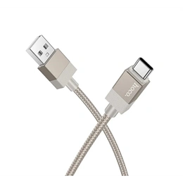 Hoco X110 adatkábel (USB - Type-C, 15W, QC gyorstöltés, cipőfűző, 100cm, arany)