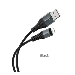 Hoco X38 adatkábel (USB - lightning, 2.4A, gyorstöltés, törésgátló, 100cm, fekete)