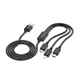 Hoco X74 3in1 töltő- és adatkábel (USB-A, USB-C, Lightning, Micro-USB, 2A, 100cm, fekete)