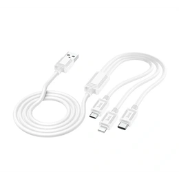 Hoco X74 3in1 töltő- és adatkábel (fehér, USB, Type-C, Lightning, micro-USB, 2A, 100 cm)